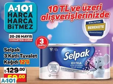 SELPAK 3 KATLI TUVALET KAĞIDI
